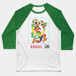 Brasil 74 / Vintage Faded-Style Football Design Baseball T-Shirt